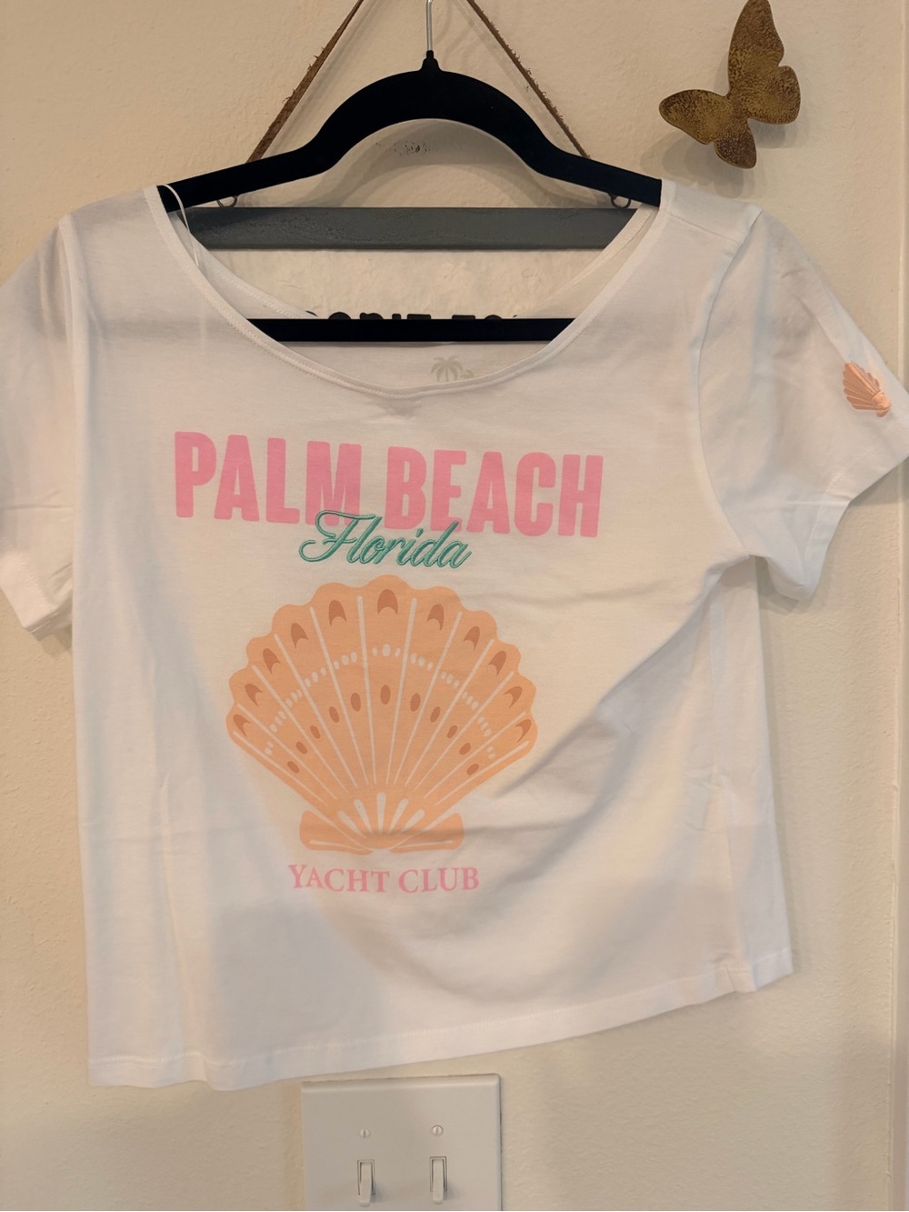 Palm Beach Graphic Crop Top - White
